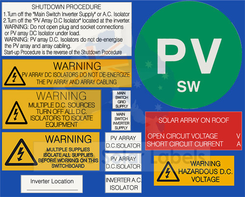 #5025 PV SW System Label Kit ACT (with roof top isolators)