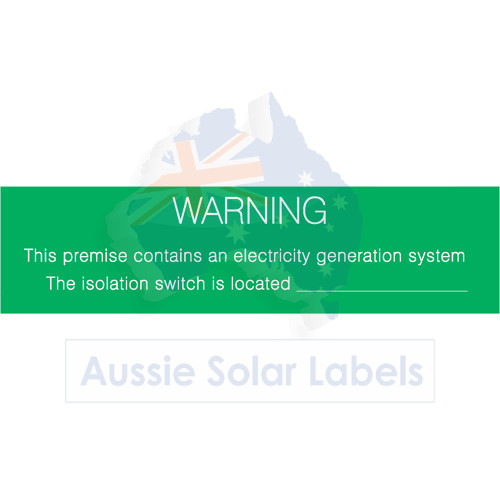 Warning This Premise Contains an Electricity Generation System (medium) SKU:0035