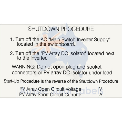 Shutdown Procedure V / A SKU:0046
