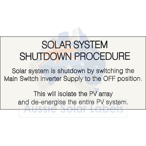 Solar System Shutdown Procedure (Micro Inverter) SKU:0053