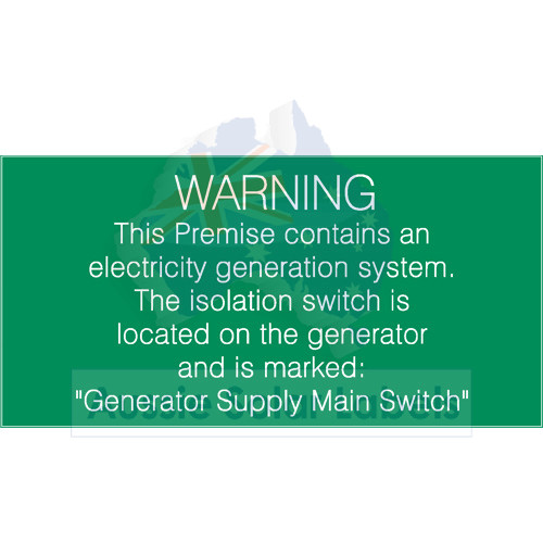 Warning This Premise Contains an Electricity (Generator Main Switch) SKU:0214