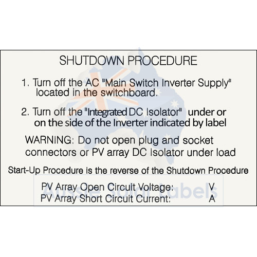 Shutdown Procedure (Integrated DC Isolator V/A) SKU:0215