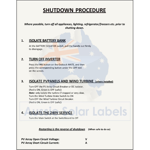 Shutdown Procedure (Off Grid) SKU:0216