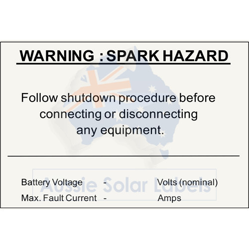 Warning Spark Hazard SKU:0218
