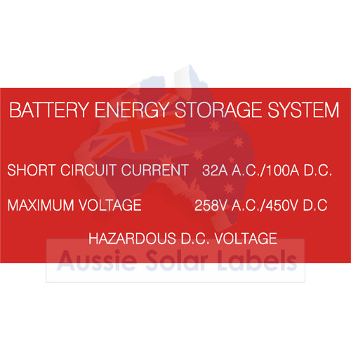 Battery Energy Storage System Hazardous DC Voltage Tesla (red) SKU:0174