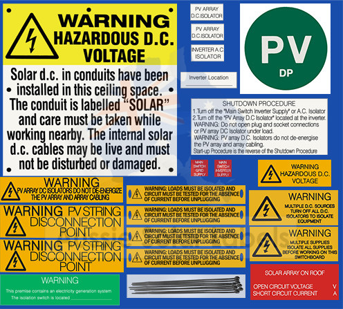 PV DP Sticker Label Kit with in-ceiling p-propylene label and Basic Shutdown label (VIC) SKU:5031